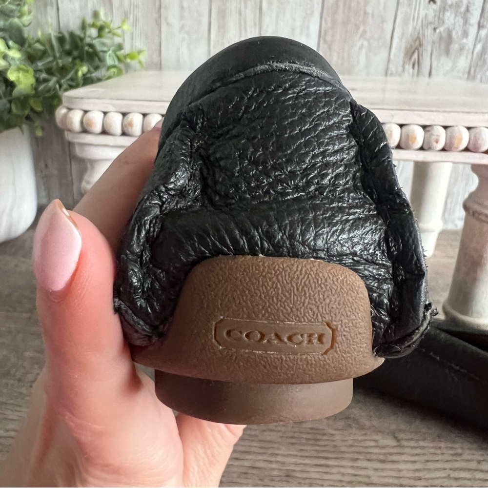 Coach Black Leather Driving Loafers Tassels Preppy Old money Classic Womens 7.5 - Picture 10 of 11